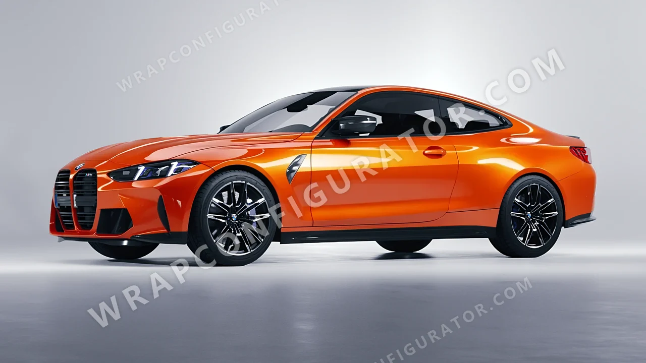 Orange BMW M4 Coupe 2024 wrapped in 3M Gloss Fiery Orange G364