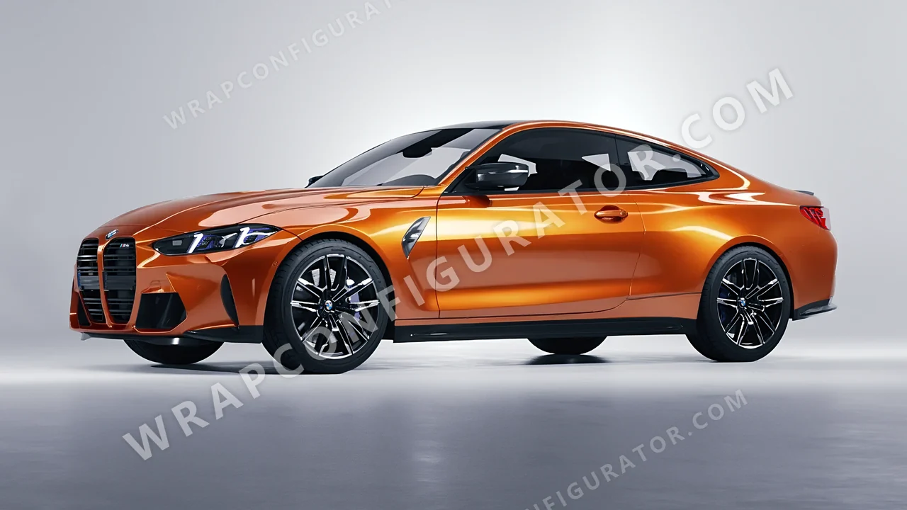 Orange BMW M4 Coupe 2024 wrapped in 3M Gloss Liquid Copper G344