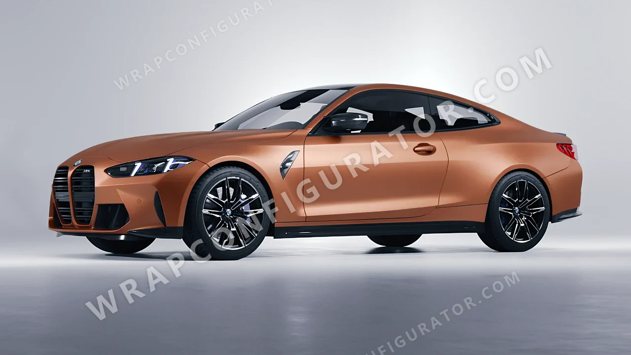 Orange BMW M4 Coupe 2024 wrapped in 3M Matte Copper Metallic M229