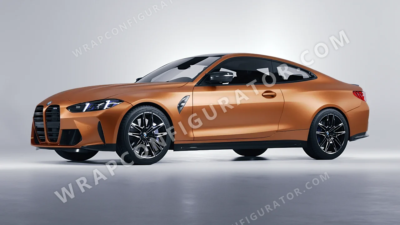 Orange BMW M4 Coupe 2024 wrapped in 3M Satin Canyon Copper S344