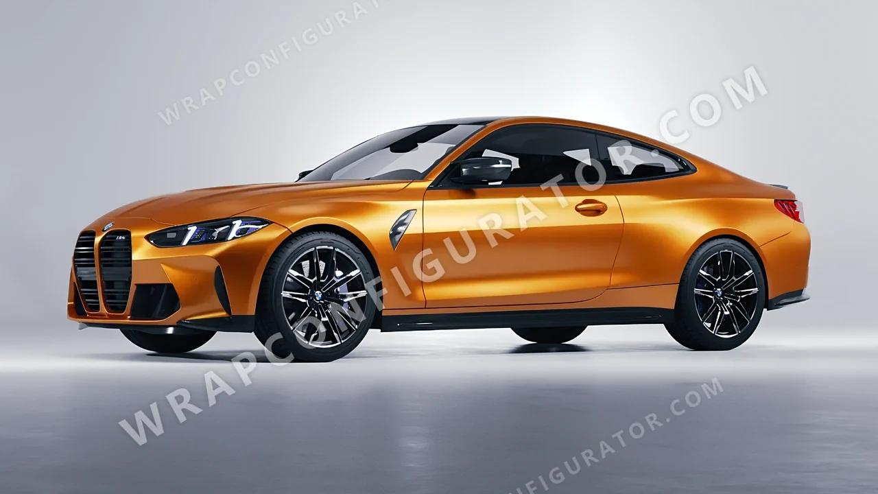 Orange BMW M4 Coupe 2024 wrapped in Avery Dennison Satin Stunning Orange SW900-316-S