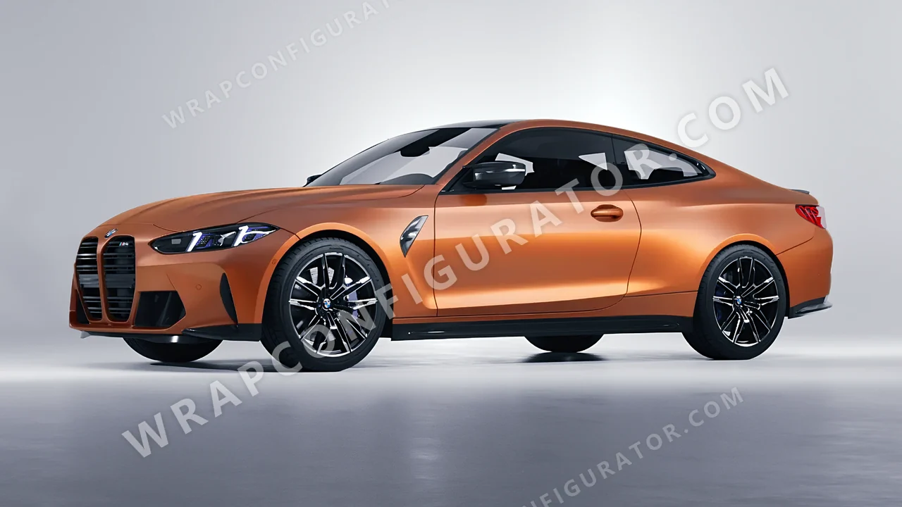 Orange BMW M4 Coupe 2024 wrapped in Avery Dennison Sunset Ride SW900-302-O