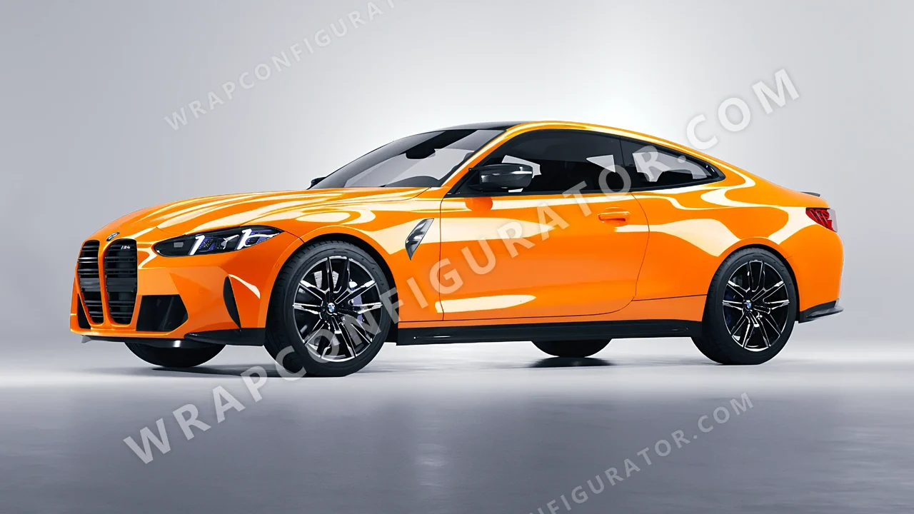 Orange BMW M4 Coupe 2024 wrapped in Colourshield PPF by HyperPro Papaya Orange HGF50-P