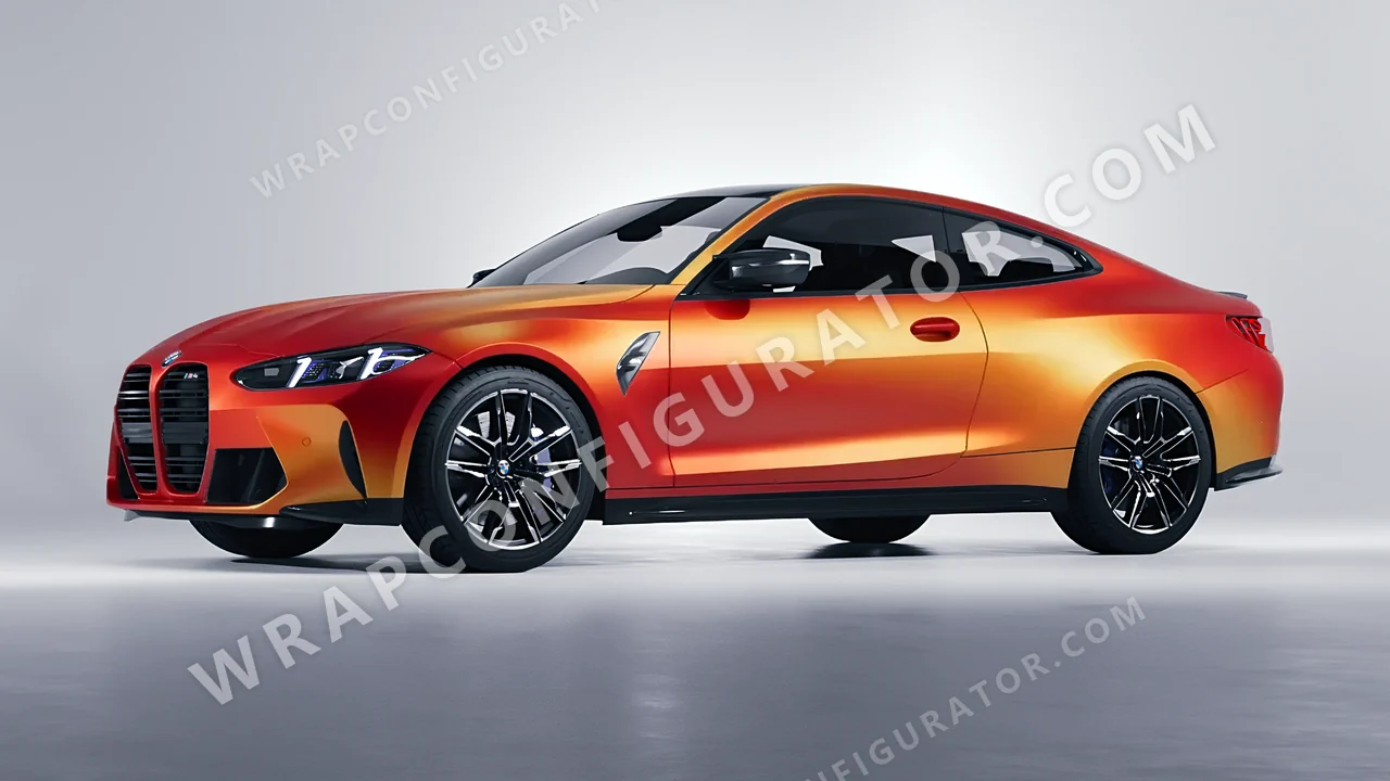 Orange BMW M4 Coupe 2024 wrapped in ORACAL Matt Sunset Shift 970RA-100M