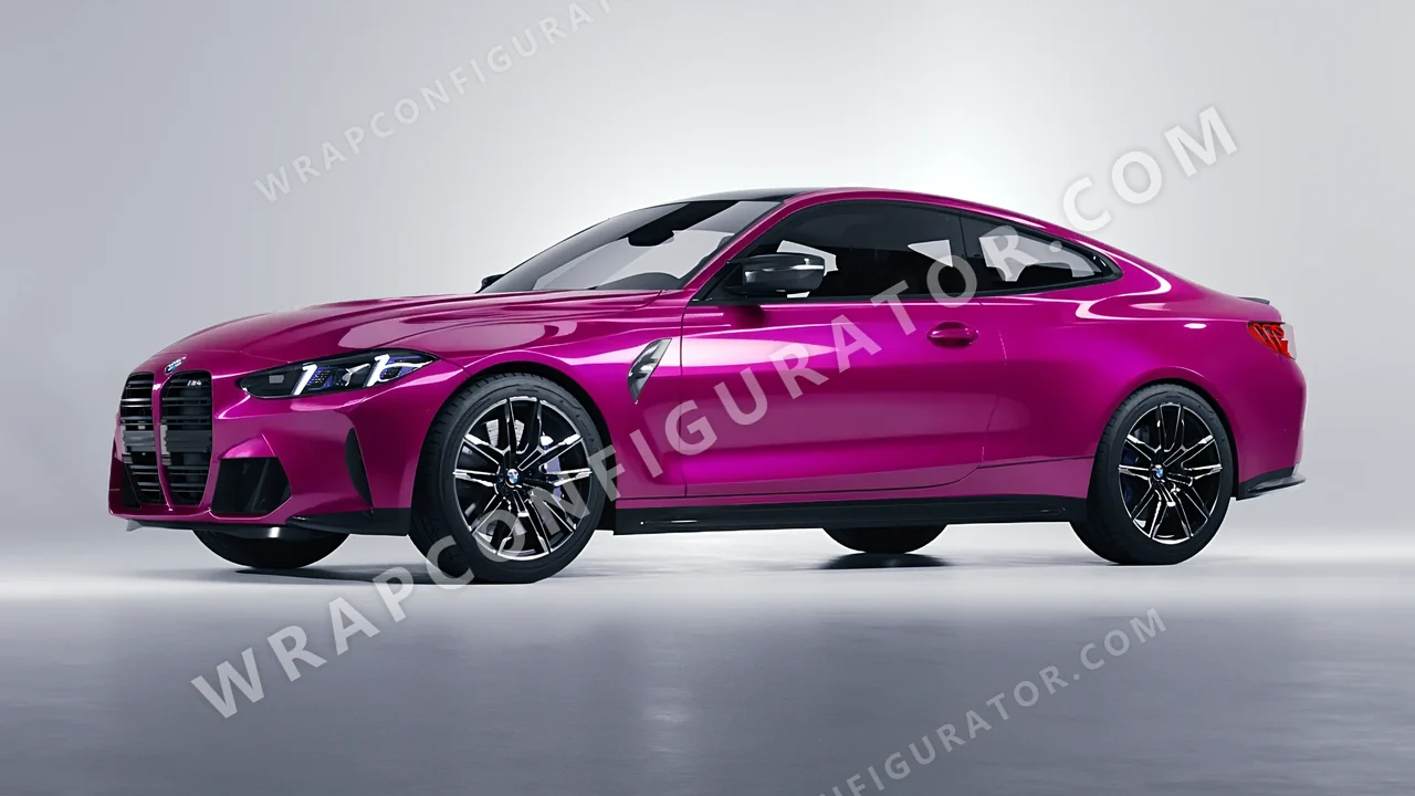 Pink BMW M4 Coupe 2024 wrapped in 3M Gloss Fierce Fuchsia G348