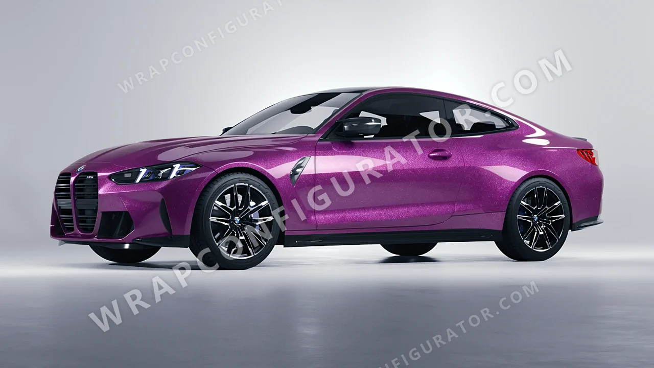 Pink BMW M4 Coupe 2024 wrapped in Avery Dennison Cosmic Rose SW900-526-M