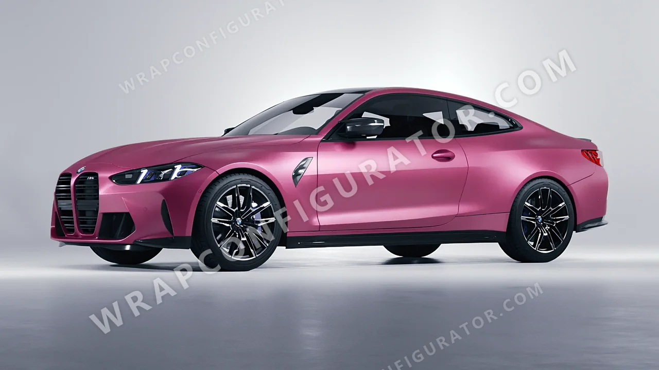 Pink BMW M4 Coupe 2024 wrapped in Avery Dennison Pink SW900-520-M