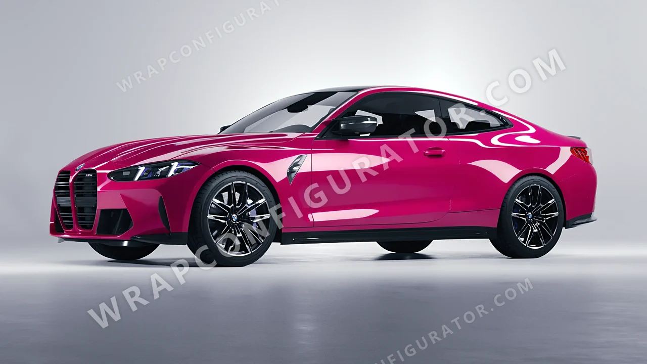 Pink BMW M4 Coupe 2024 wrapped in Colourshield PPF by HyperPro Deep Pink HGF60-P