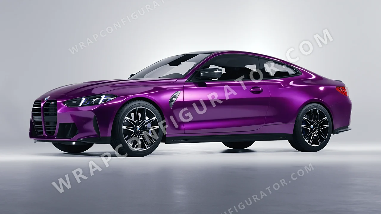 Purple BMW M4 Coupe 2024 wrapped in Avery Dennison Gloss Fun Purple SW900-568-S