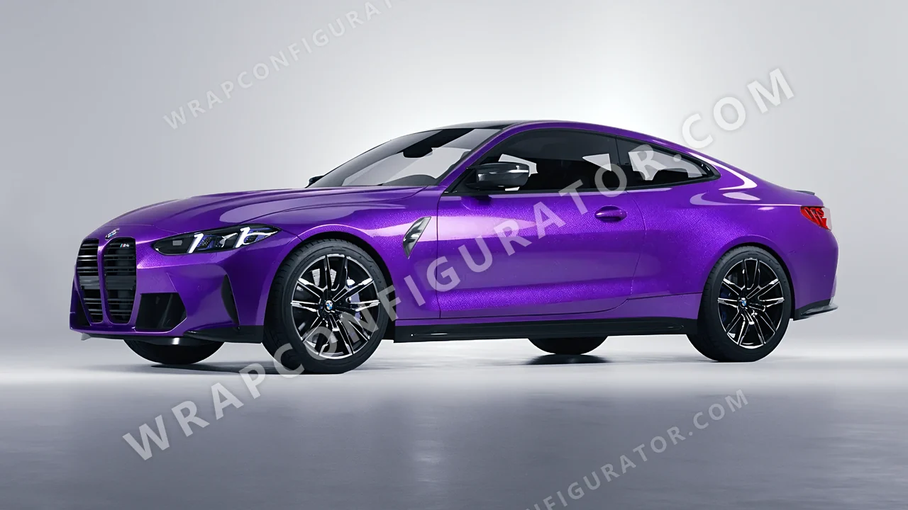 Purple BMW M4 Coupe 2024 wrapped in Avery Dennison Vibrant Violet SW900-522-M