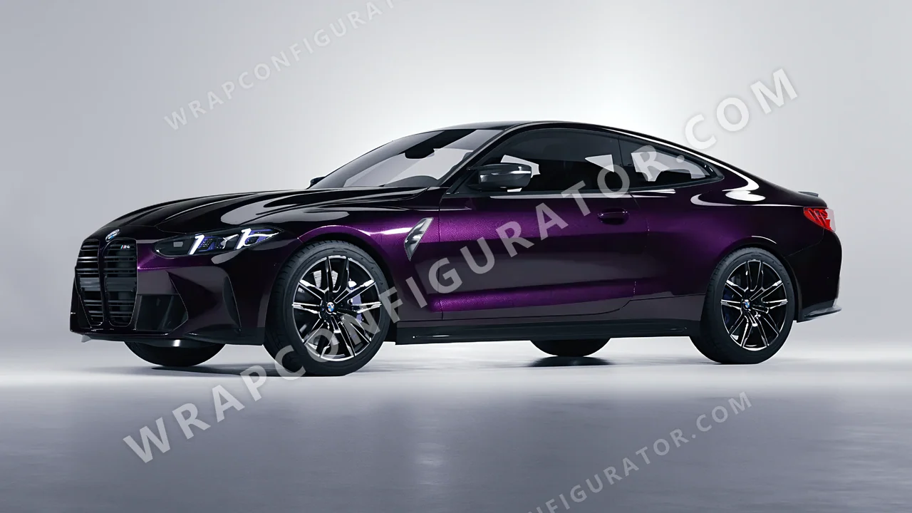 Purple BMW M4 Coupe 2024 wrapped in Colourshield PPF by HyperPro Black Eggplant HGM37-P