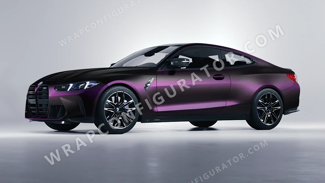 Purple BMW M4 Coupe 2024 wrapped in Colourshield PPF by HyperPro Ghost Black/Purple MSF06-P