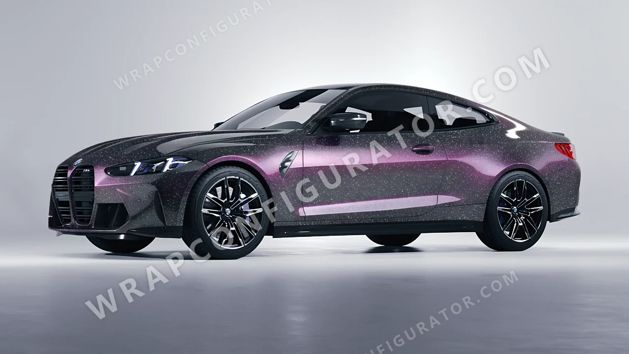 Purple BMW M4 Coupe 2024 wrapped in Colourshield PPF by HyperPro Gray/Purple CG07-P