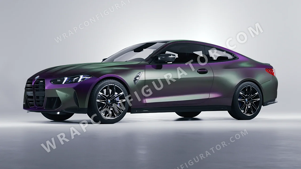 Purple BMW M4 Coupe 2024 wrapped in Colourshield PPF by HyperPro Gray/Purple MSF47-P