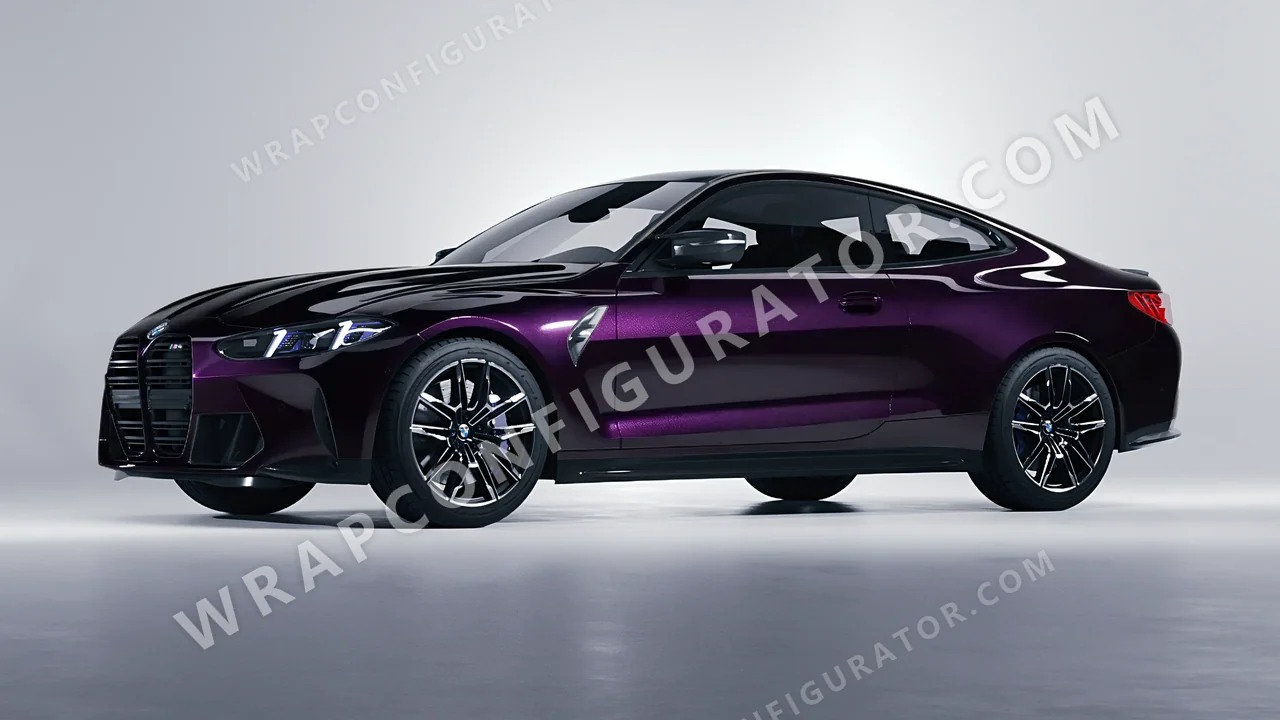 Purple BMW M4 Coupe 2024 wrapped in Colourshield PPF by HyperPro Midnight Purple GAF47-P