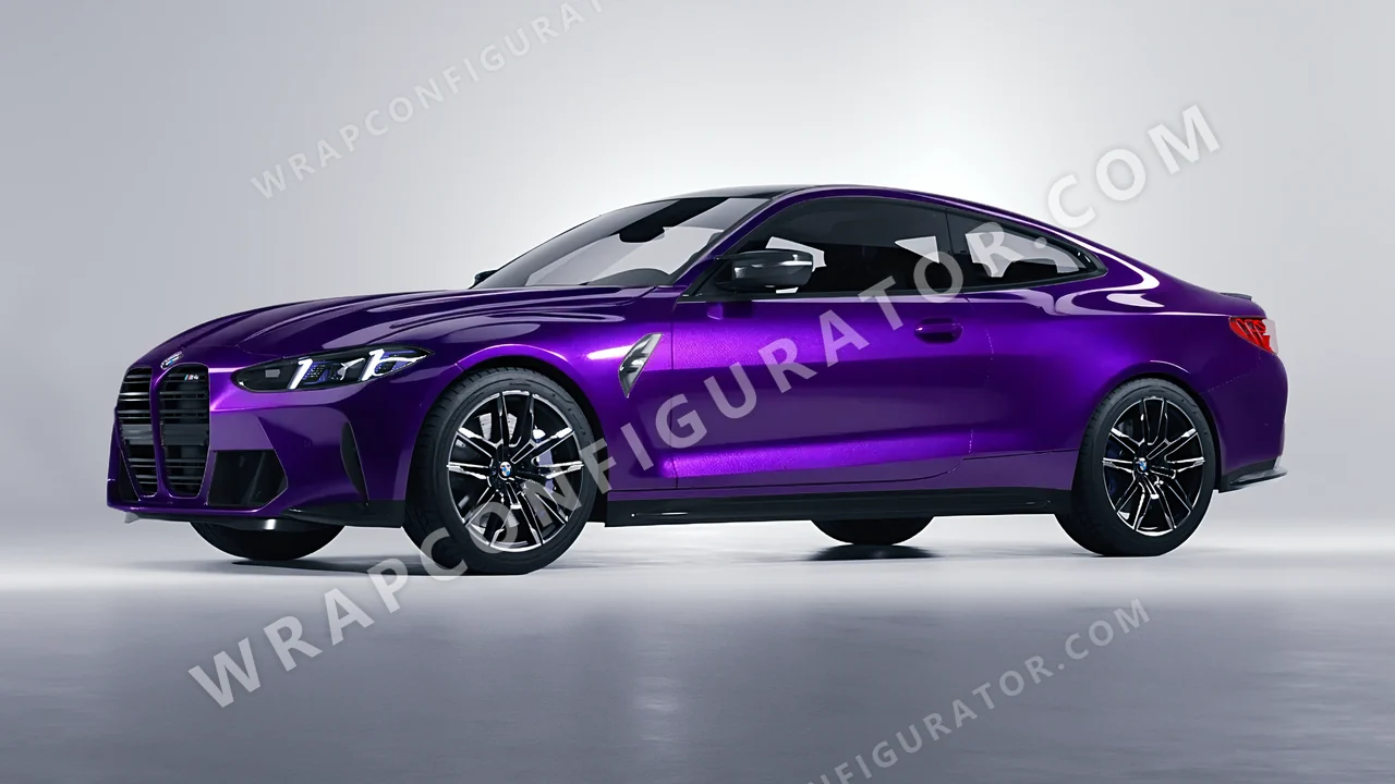 Purple BMW M4 Coupe 2024 wrapped in Inozetek Dynamic PPF Midnight Purple DPPF901