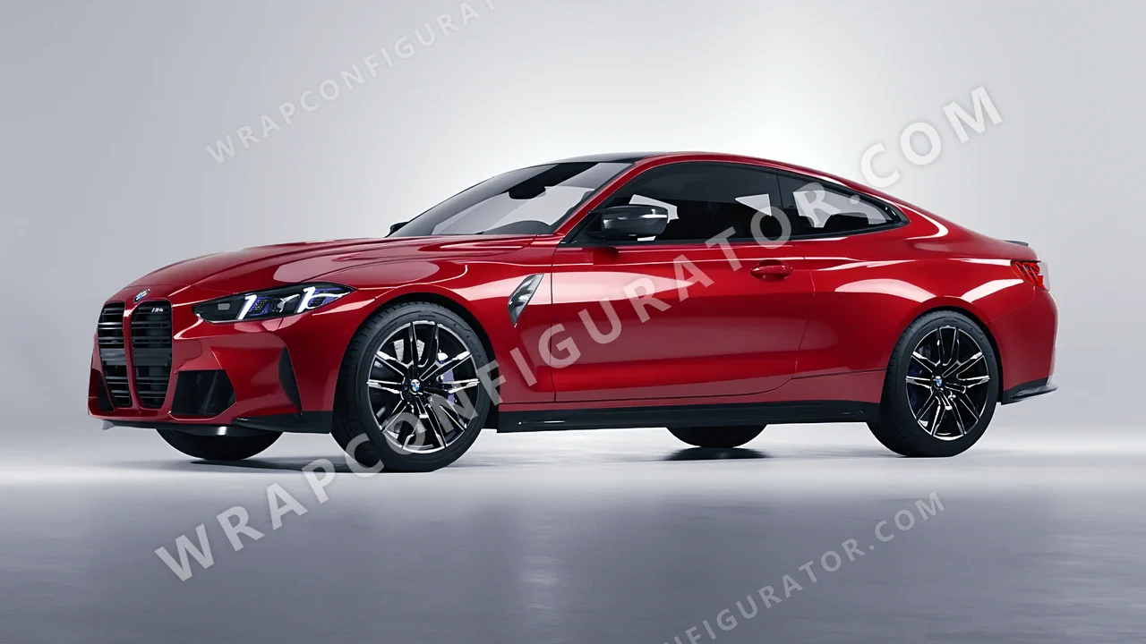 Red BMW M4 Coupe 2024 wrapped in 3M Gloss Cinder Spark Red GP253