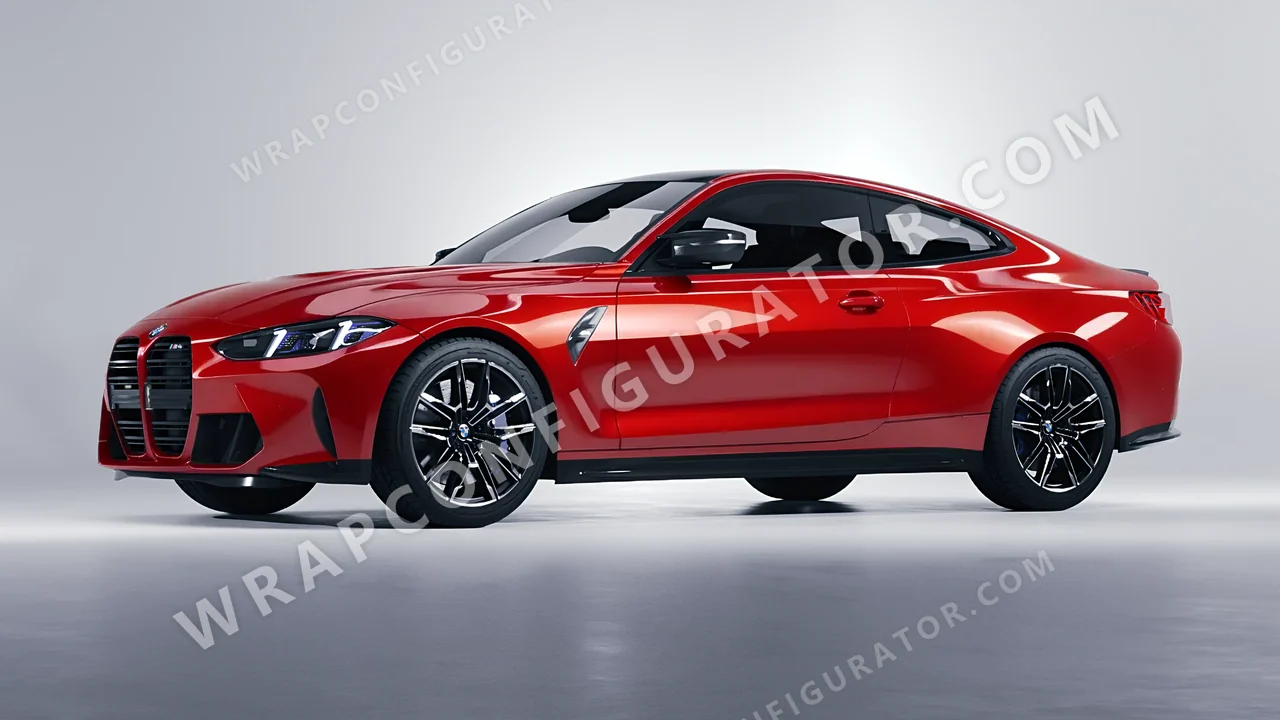Red BMW M4 Coupe 2024 wrapped in 3M Gloss Flame Red G53