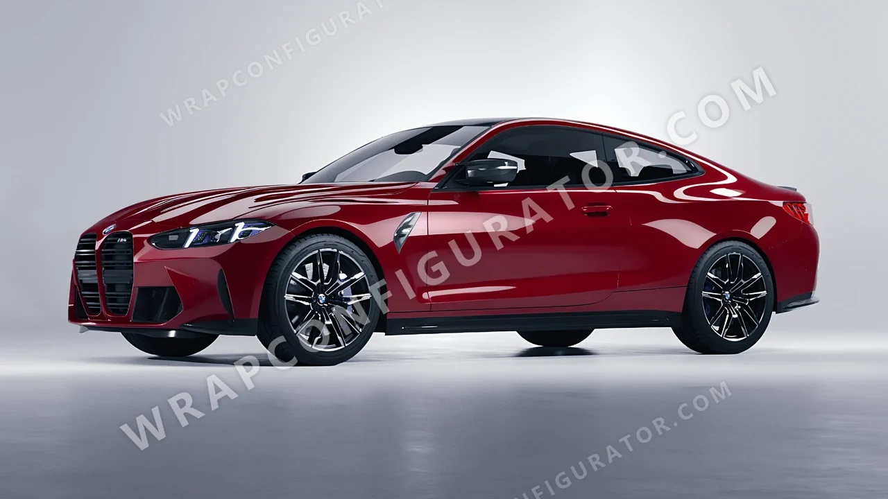 Red BMW M4 Coupe 2024 wrapped in 3M Ruby Rosso HG73