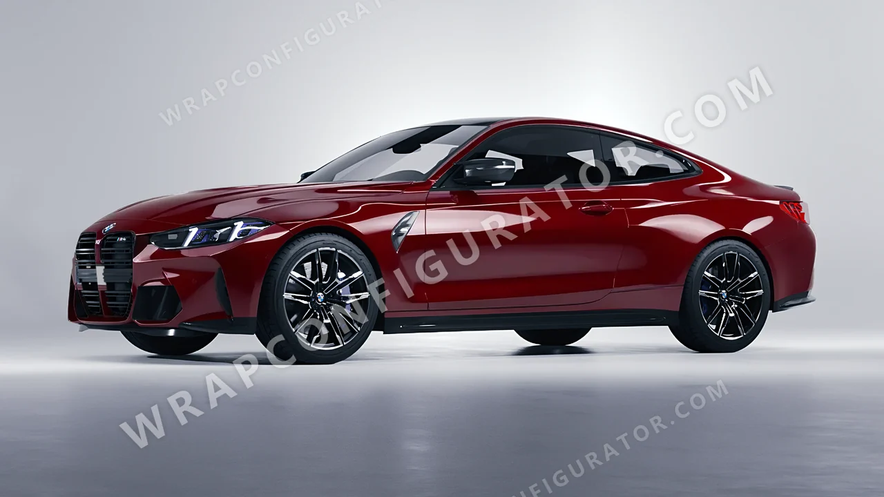 Red BMW M4 Coupe 2024 wrapped in Avery Dennison Burgundy SW900-475-O