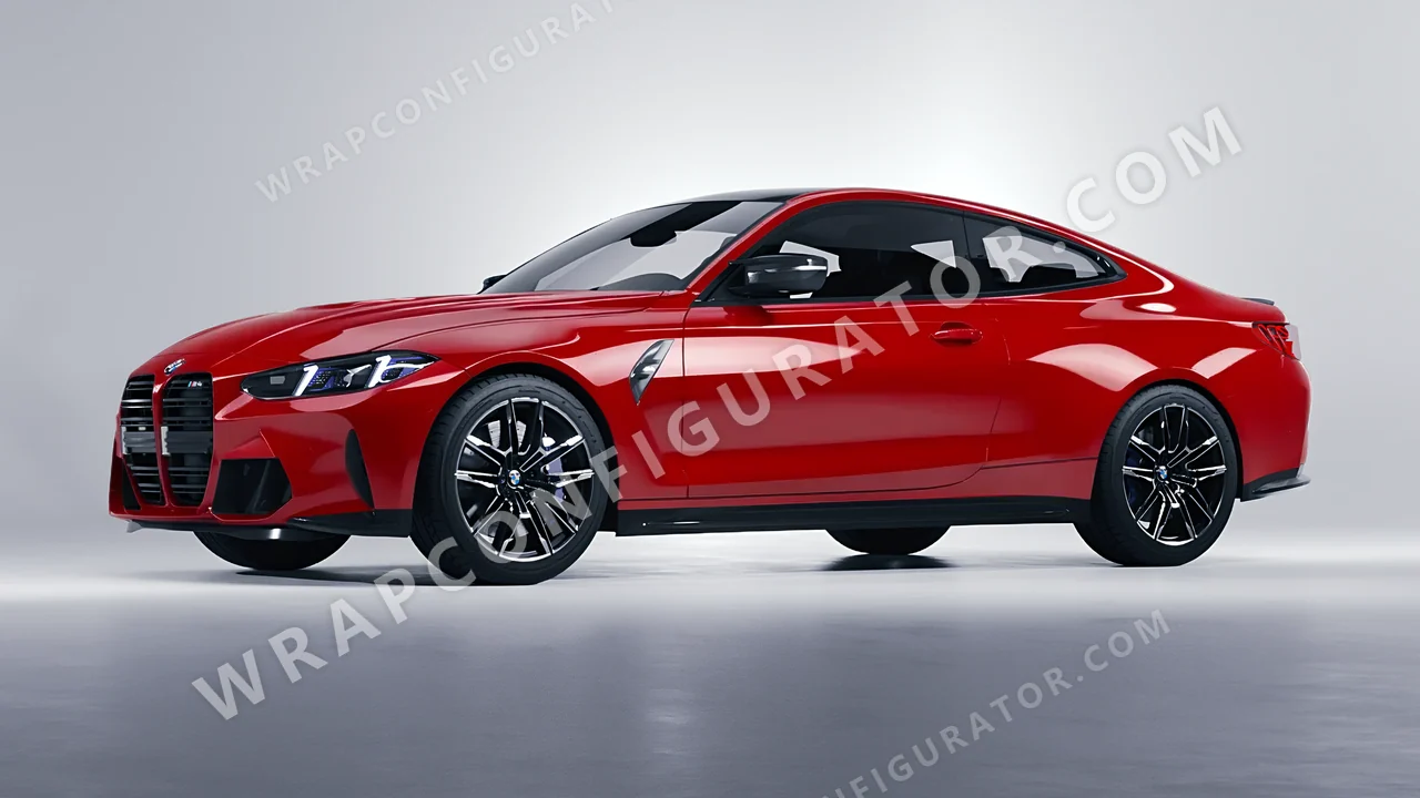 Red BMW M4 Coupe 2024 wrapped in Avery Dennison Carmine Red SW900-436-O