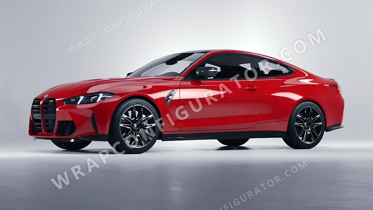 Red BMW M4 Coupe 2024 wrapped in Avery Dennison Soft Red SW900-427-O