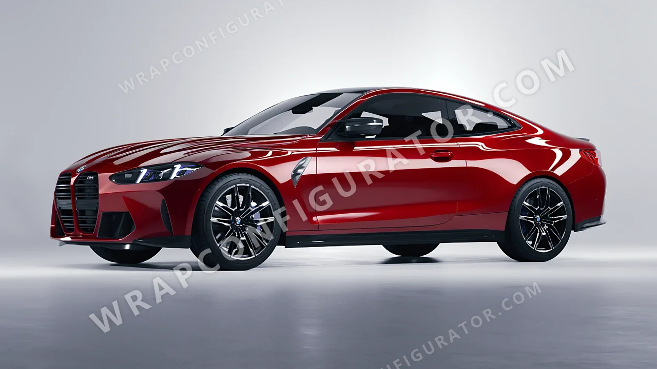 Red BMW M4 Coupe 2024 wrapped in Colourshield PPF by HyperPro Fiery Red HGF83-P