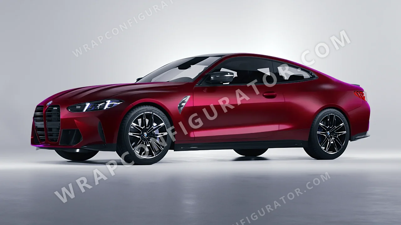Red BMW M4 Coupe 2024 wrapped in Colourshield PPF by HyperPro Ghost Dark Red MSF25-P