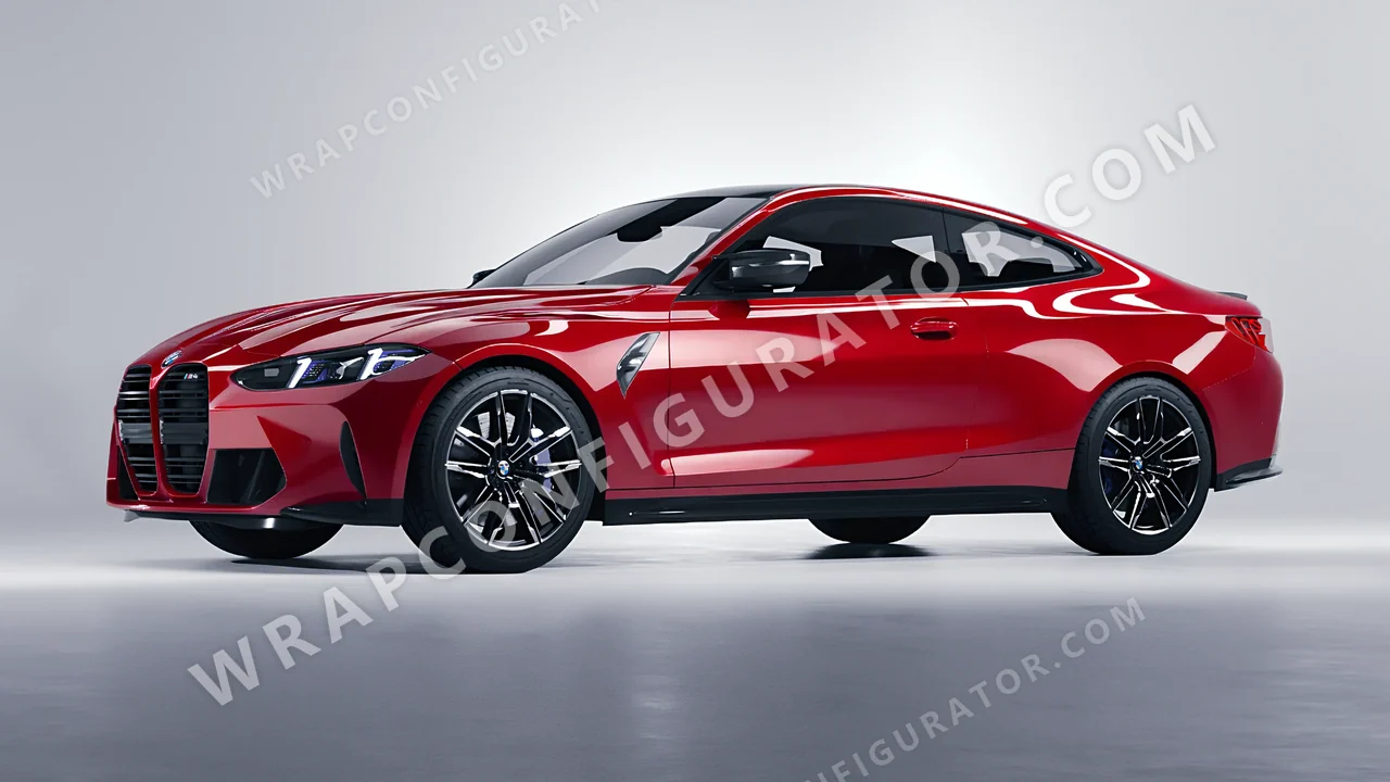Red BMW M4 Coupe 2024 wrapped in ORACAL Cardinal Red 970RA-028G