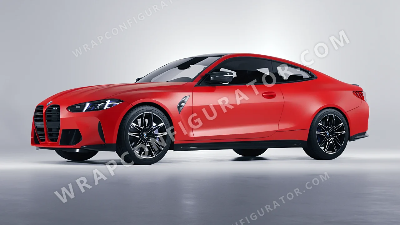 Red BMW M4 Coupe 2024 wrapped in ORACAL Cardinal Red 970RA-028M