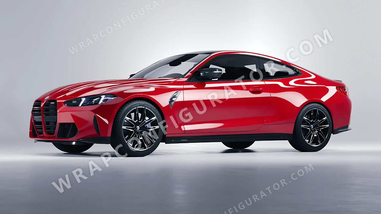 Red BMW M4 Coupe 2024 wrapped in ORACAL Cargo Red 970RA-882G