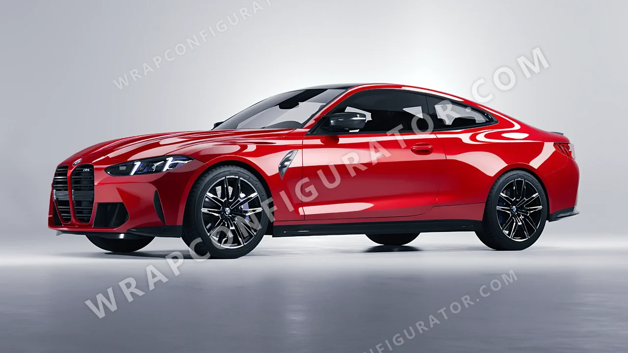 Red BMW M4 Coupe 2024 wrapped in ORACAL Chili Red 970RA-371G