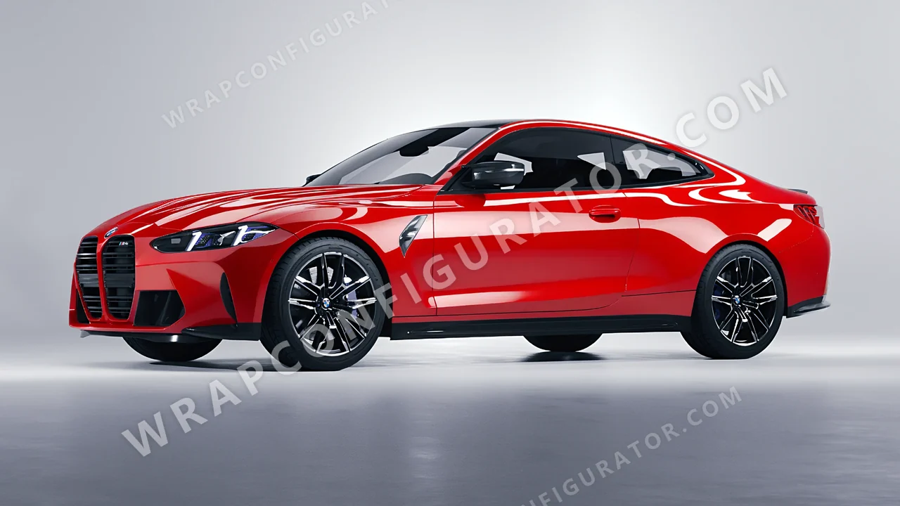 Red BMW M4 Coupe 2024 wrapped in ORACAL Geranium Red 970RA-305G