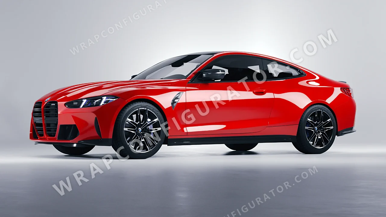 Red BMW M4 Coupe 2024 wrapped in ORACAL Light Red 970RA-032G