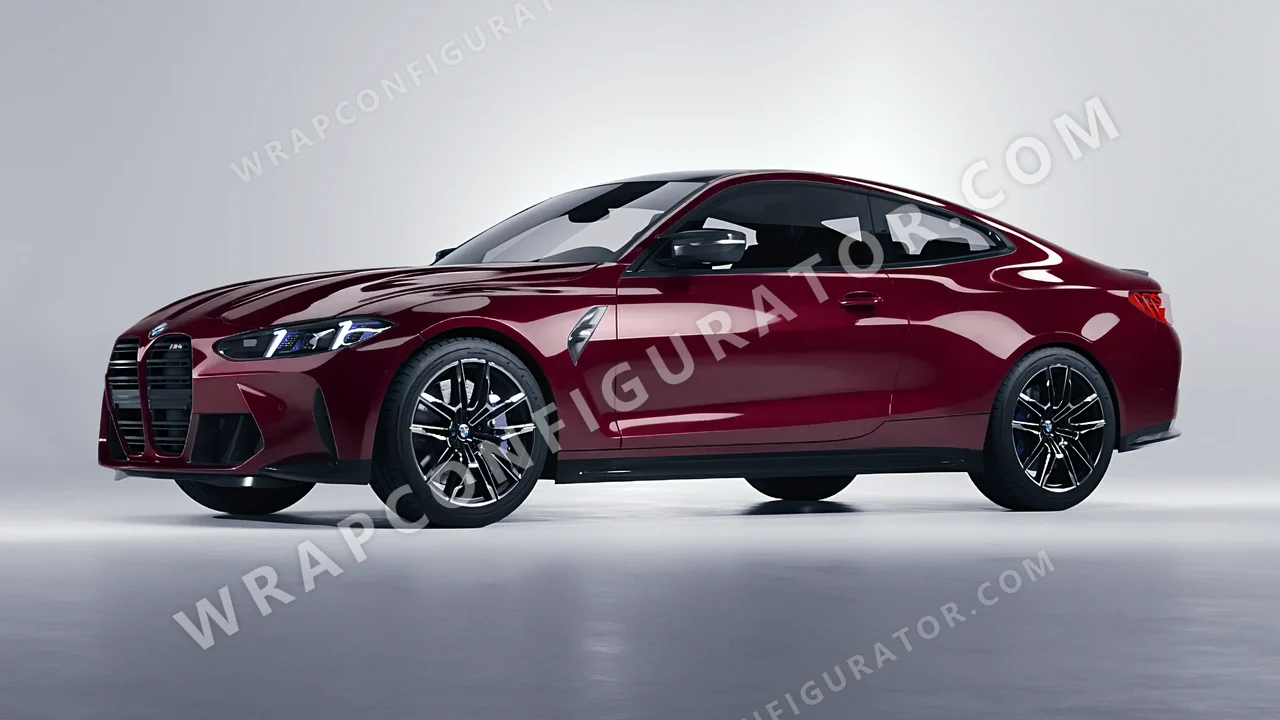 Red BMW M4 Coupe 2024 wrapped in ORACAL Purple Red 970RA-026G