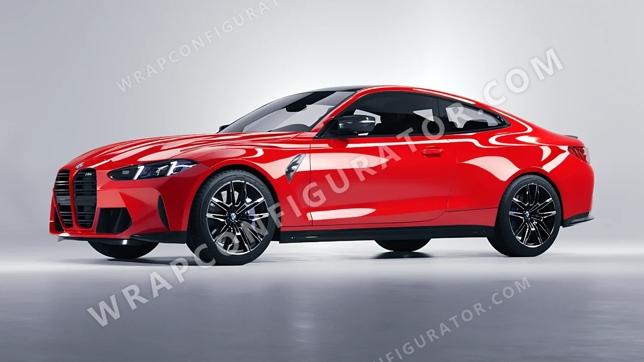 Red BMW M4 Coupe 2024 wrapped in ORACAL Rose Hip 970RA-897G