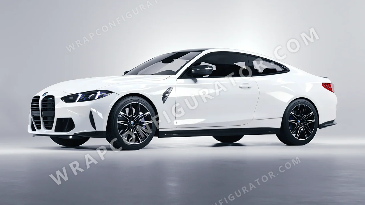 White BMW M4 Coupe 2024 wrapped in 3M Gloss White Aluminum G120