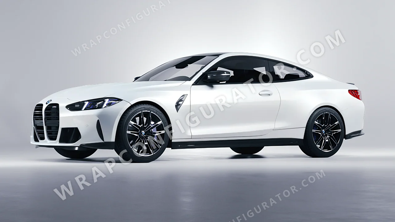 White BMW M4 Coupe 2024 wrapped in 3M Satin White Aluminum S120