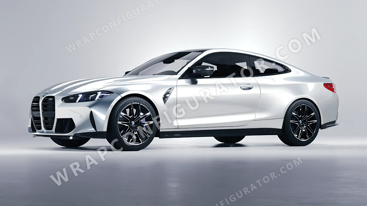 White BMW M4 Coupe 2024 wrapped in 3M White Aluminum HG120