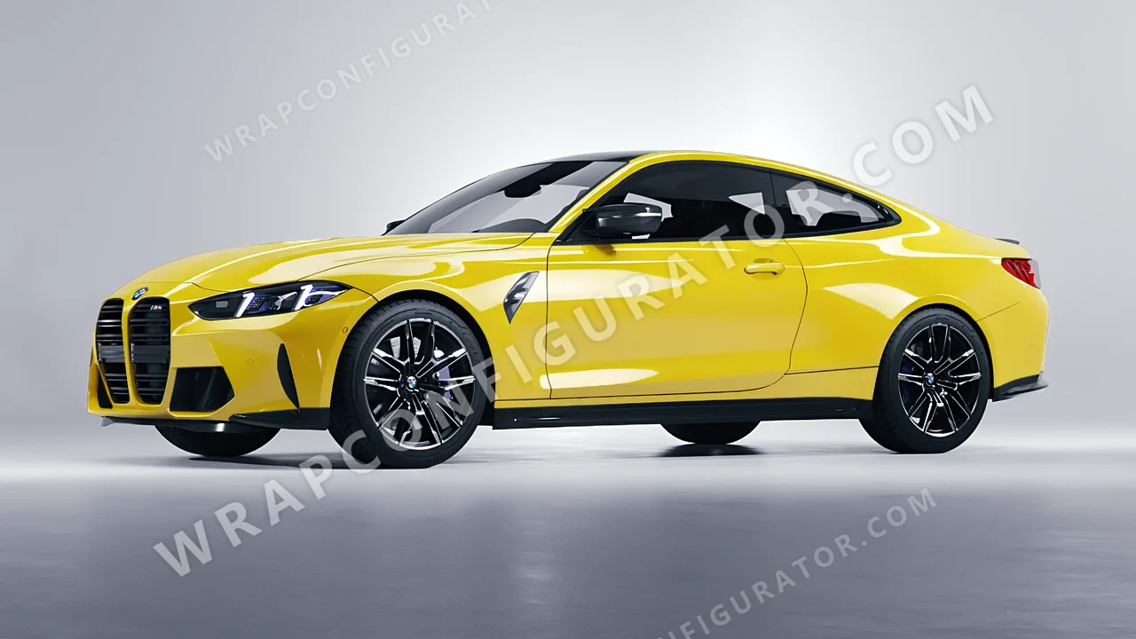 Yellow BMW M4 Coupe 2024 wrapped in 3M Gloss Lemon Sting G335