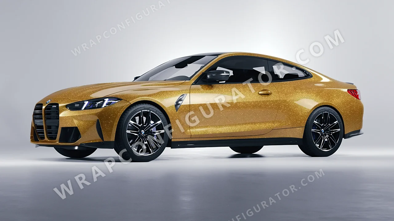 Yellow BMW M4 Coupe 2024 wrapped in Avery Dennison Amber SW900-221-D