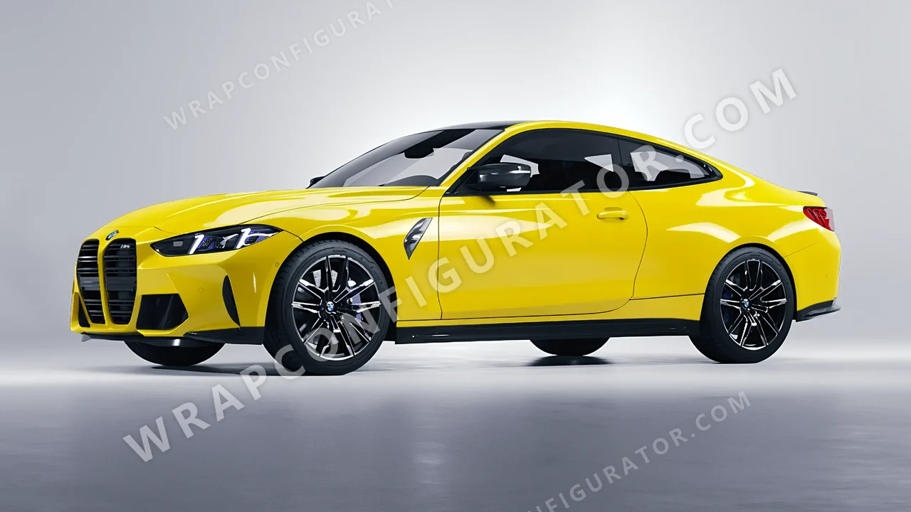 Yellow BMW M4 Coupe 2024 wrapped in Avery Dennison Ambulance Yellow SW900-236-O