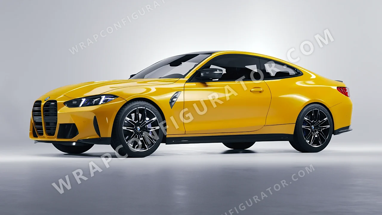 Yellow BMW M4 Coupe 2024 wrapped in Avery Dennison Dark Yellow SW900-249-O