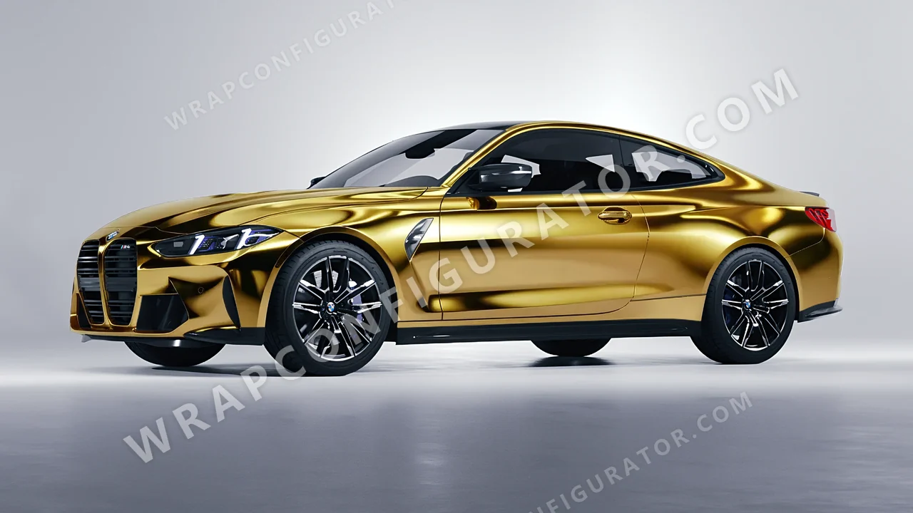 Yellow BMW M4 Coupe 2024 wrapped in Avery Dennison Gold SF100-604-S