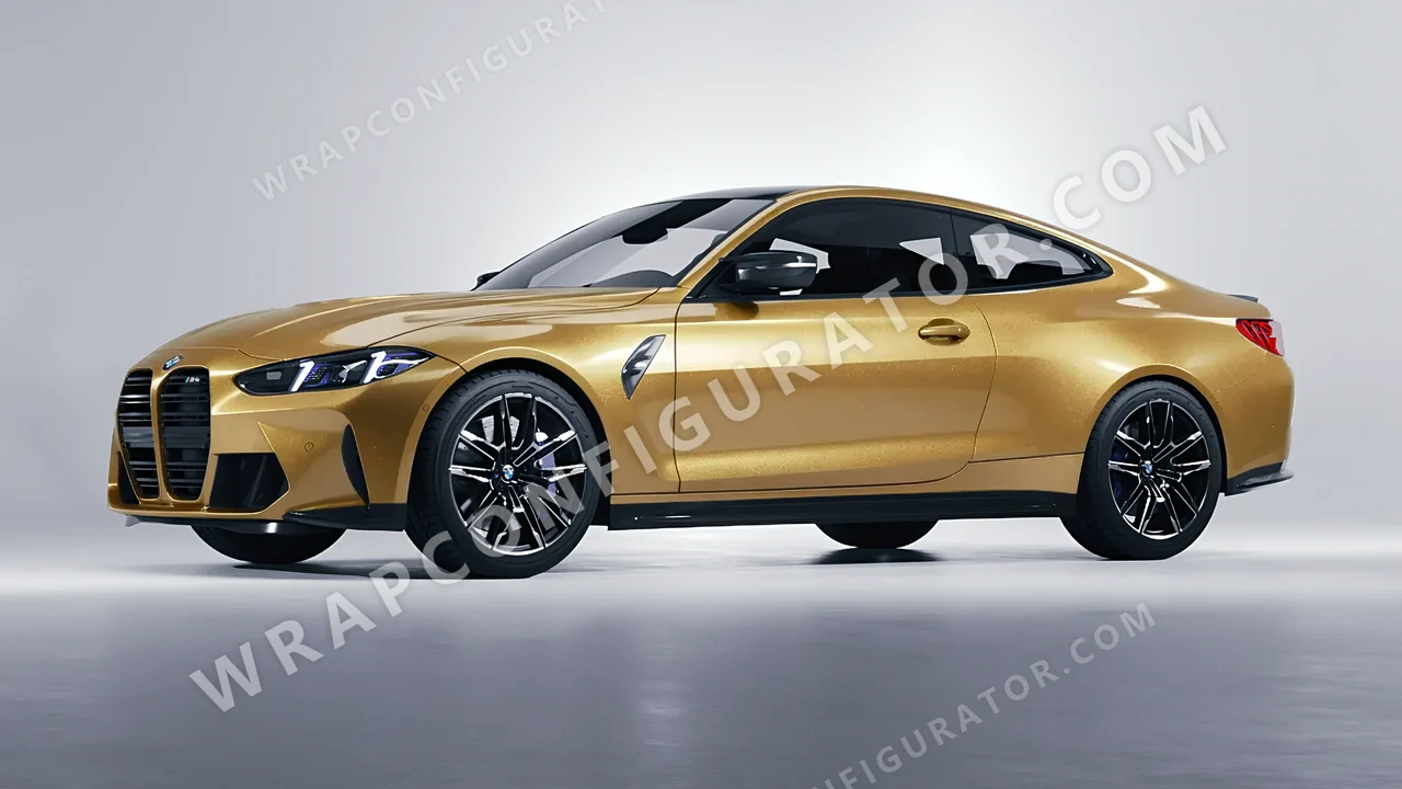 Yellow BMW M4 Coupe 2024 wrapped in Avery Dennison Gold SW900-215-M