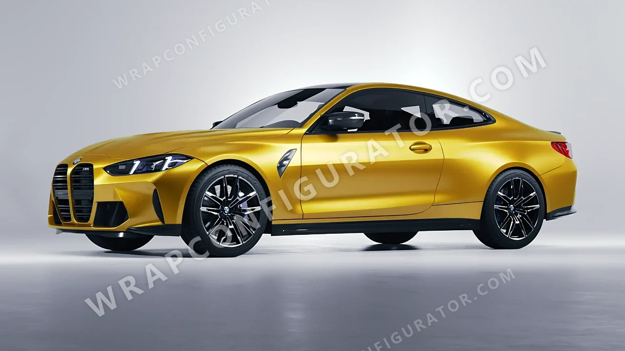 Yellow BMW M4 Coupe 2024 wrapped in Avery Dennison Satin Energetic Yellow SW900-261-S