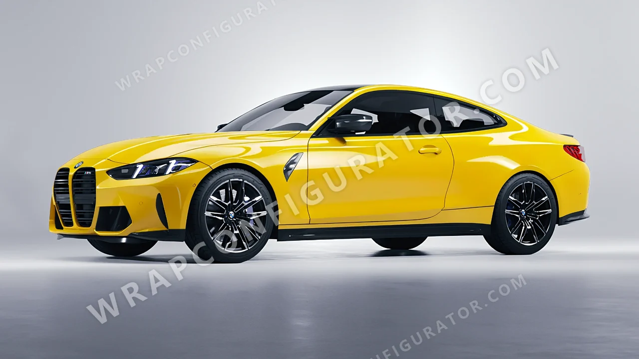 Yellow BMW M4 Coupe 2024 wrapped in Avery Dennison Yellow SW900-235-O