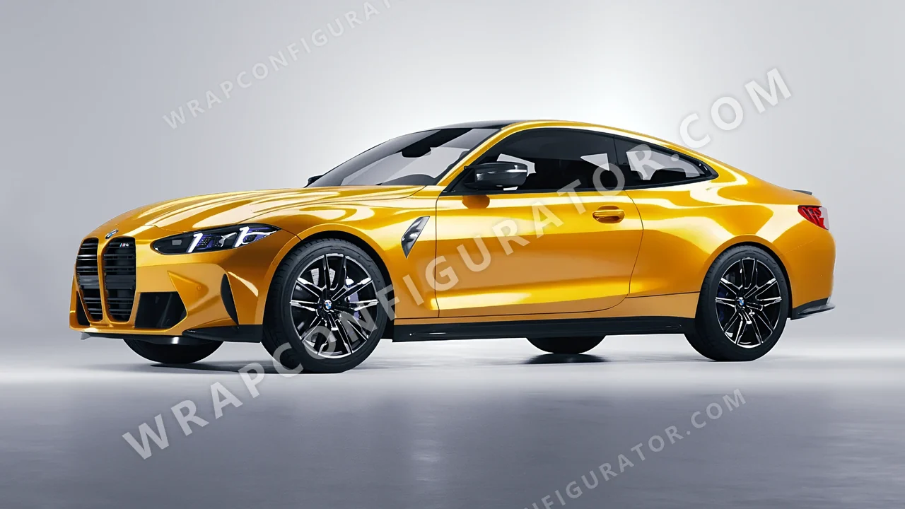 Yellow BMW M4 Coupe 2024 wrapped in Colourshield PPF by HyperPro Amber Yellow HGF78-P