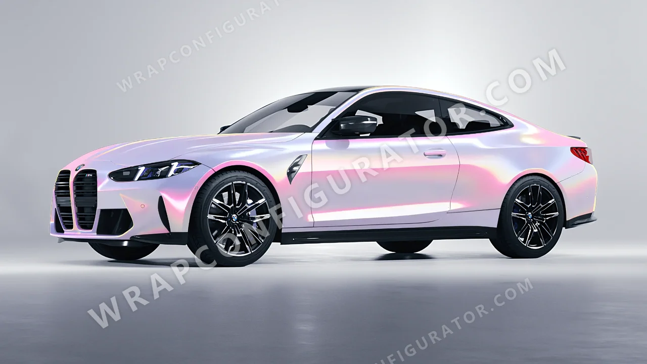 Yellow BMW M4 Coupe 2024 wrapped in Colourshield PPF by HyperPro Purple/Pink/Gold CGM20-P