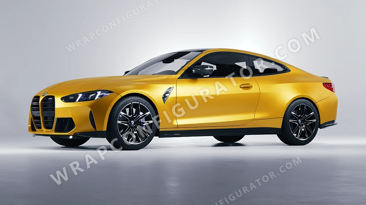 Yellow BMW M4 Coupe 2024 wrapped in KPMF Matt Sonic Yellow K75538